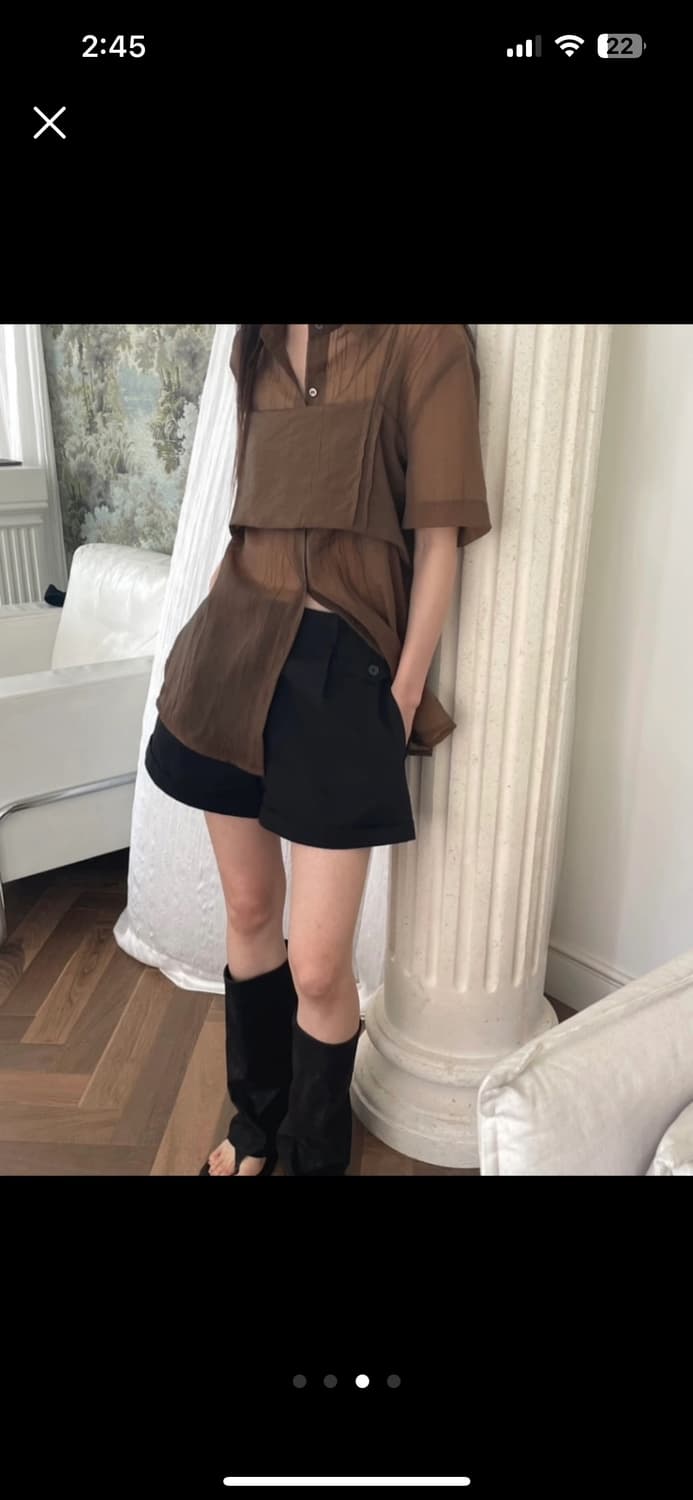 하이원스 브라운 시스루 블라우스set 상품이미지3