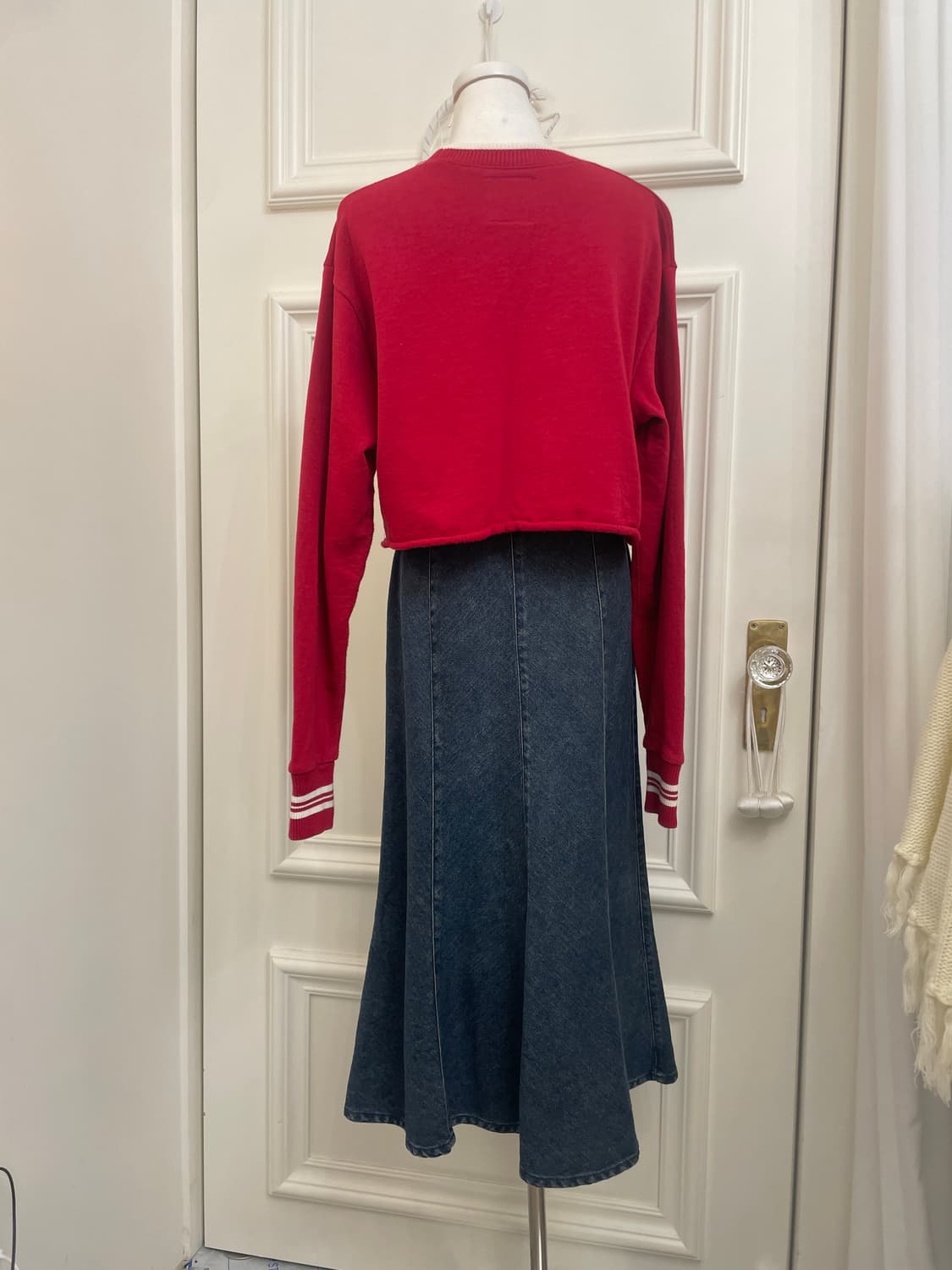 blue denim flare long skirt 상품이미지8