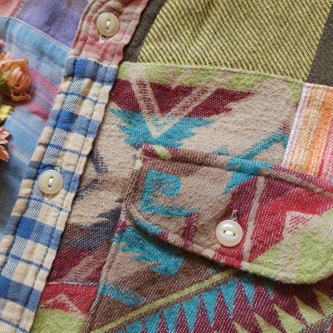 폴로 데님앤서플라이 패치워크 투포켓 체크셔츠 M 상품이미지8