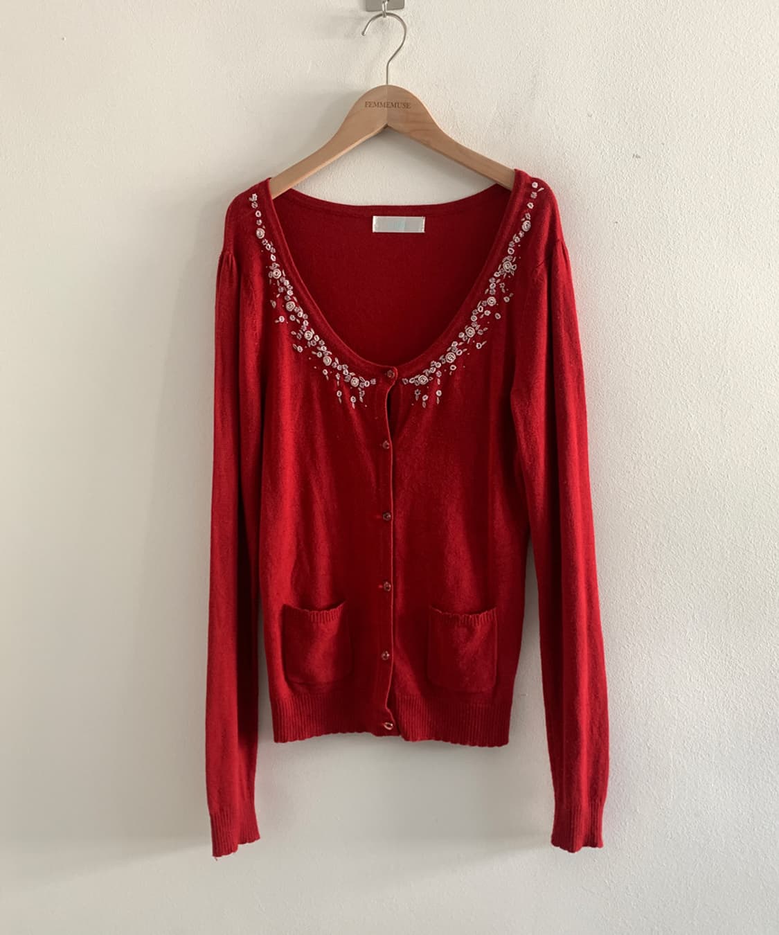Flower embroidery pocket cardigan 상품이미지2