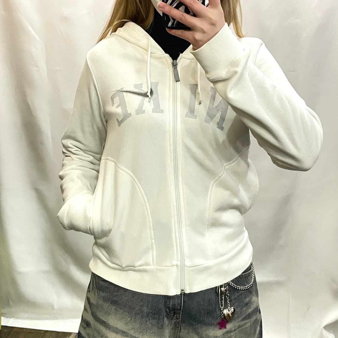 나이키 화이트 후드집업 상품이미지1