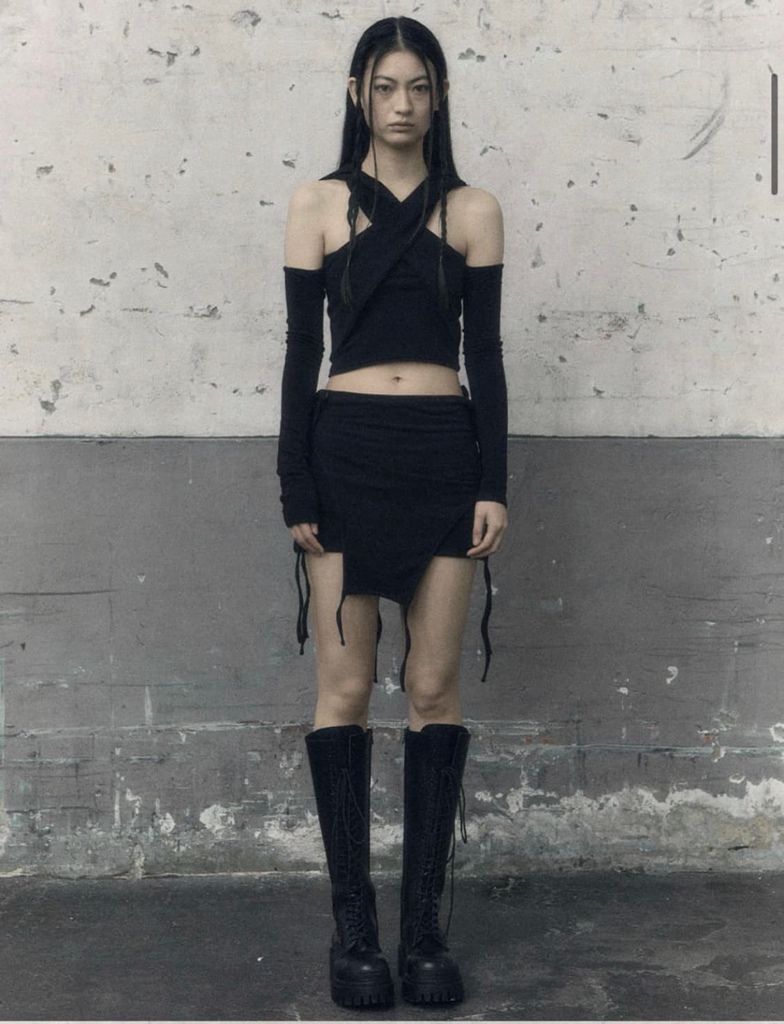 보헤미안서울 커브드 레이어드 스커트 블랙S 상품이미지1