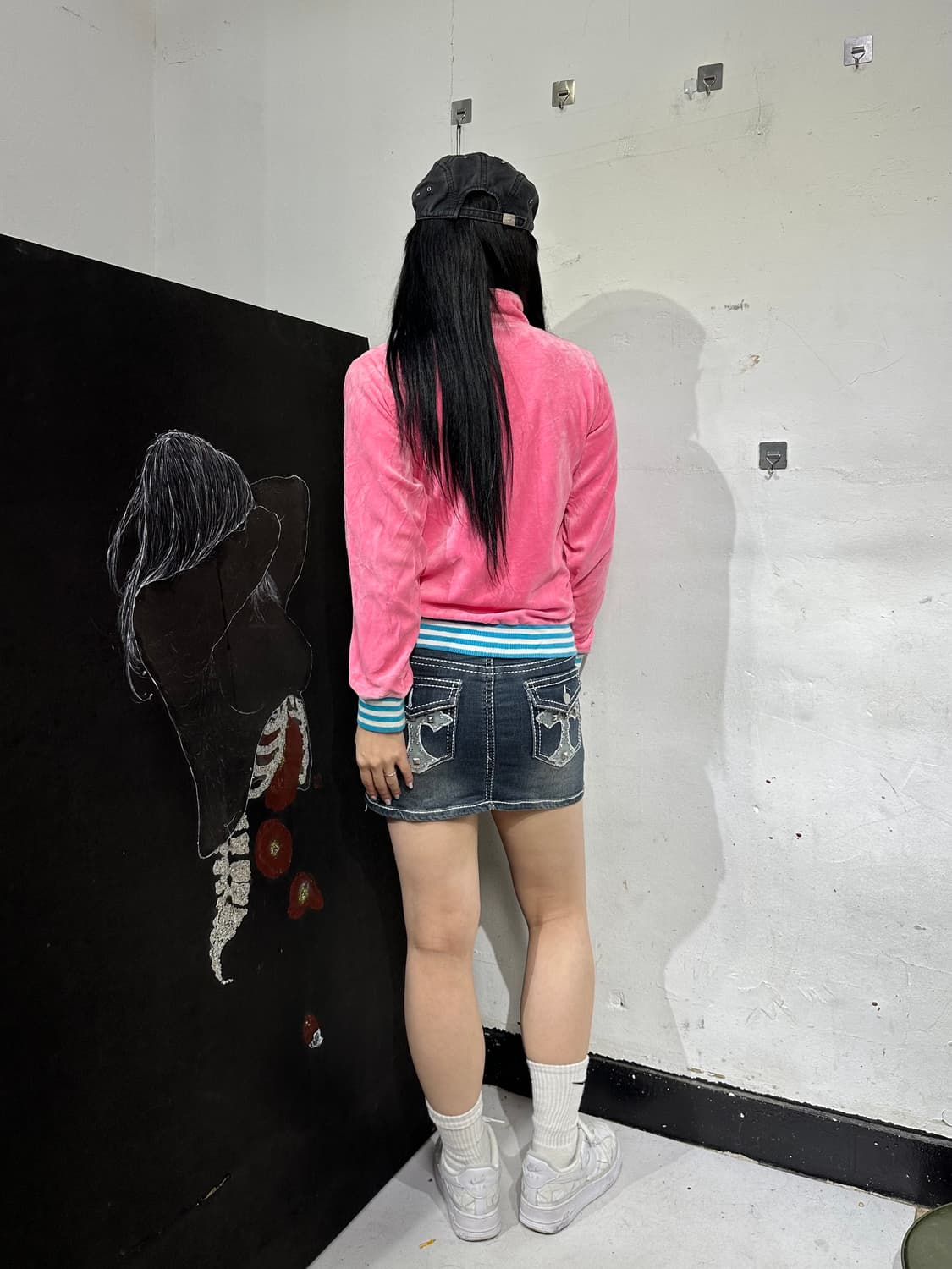 챔피온 y2k 벨벳 태리 크롭 져지 상품이미지3