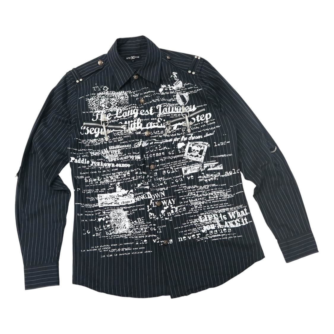 BATSU STUDIO 바츠 스튜디오 빈티지 펑크 스트라이프 본디지 셔츠 상품이미지1