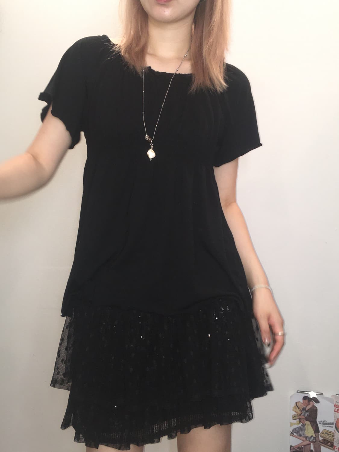 jpn vintage 블랙 오프숄더 티셔츠 상품이미지2