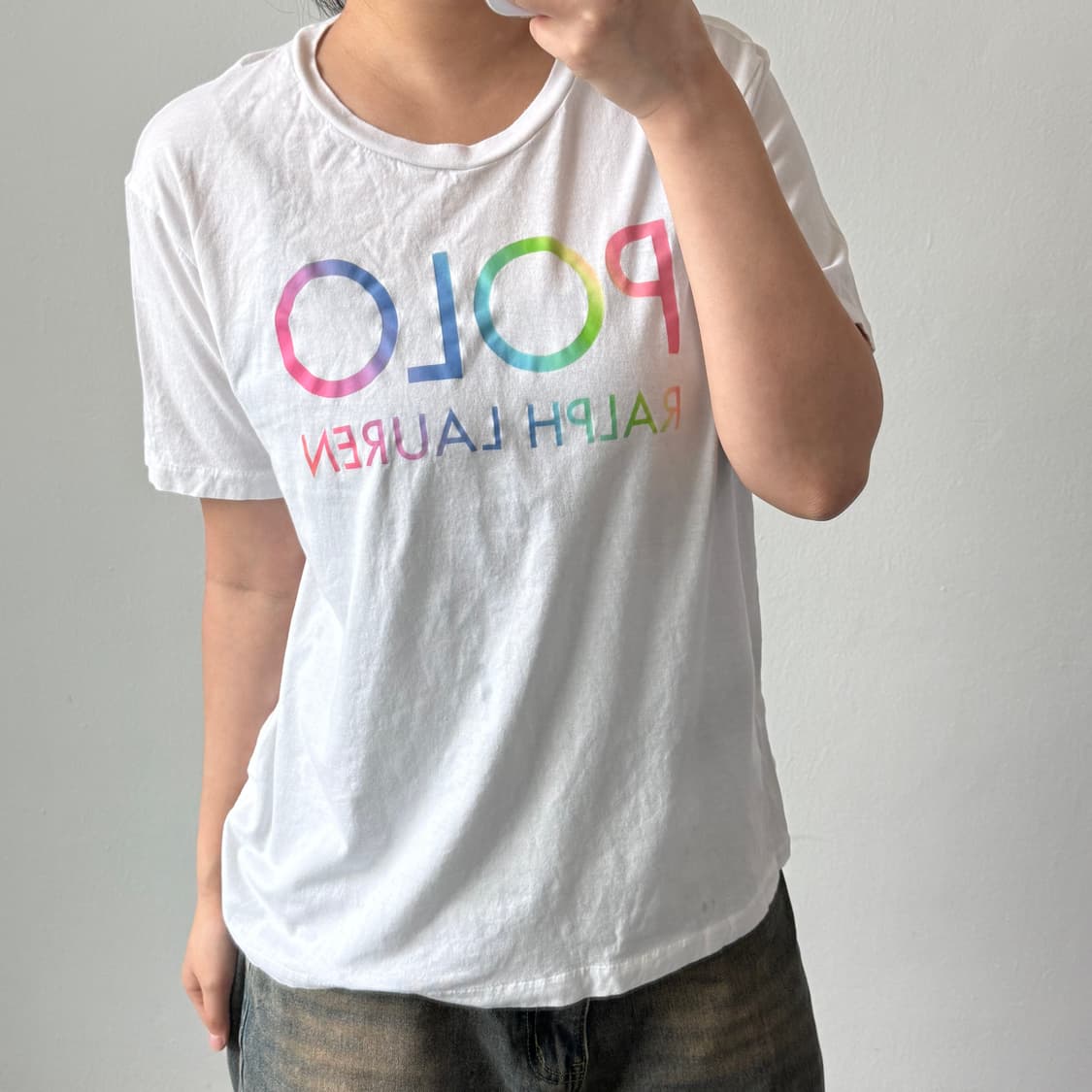 [L] 폴로 화이트 반팔티셔츠 상품이미지1