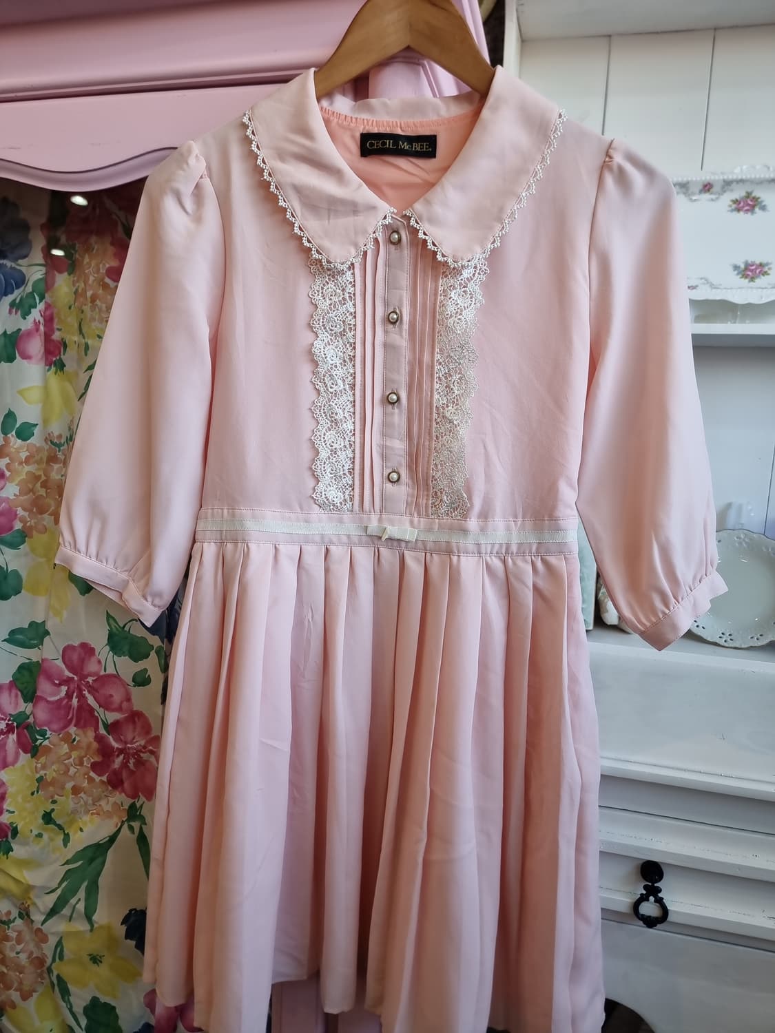 세실맥비 핑크 레이스 플리츠 원피스 상품이미지6