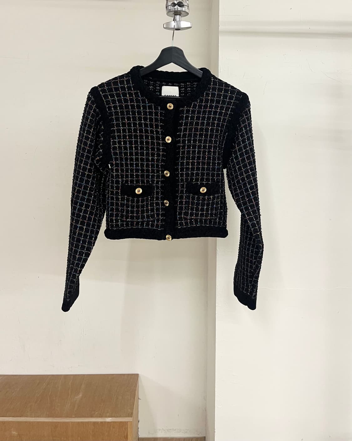 산드로 블랙 크롭드 트위드 자켓 상품이미지1