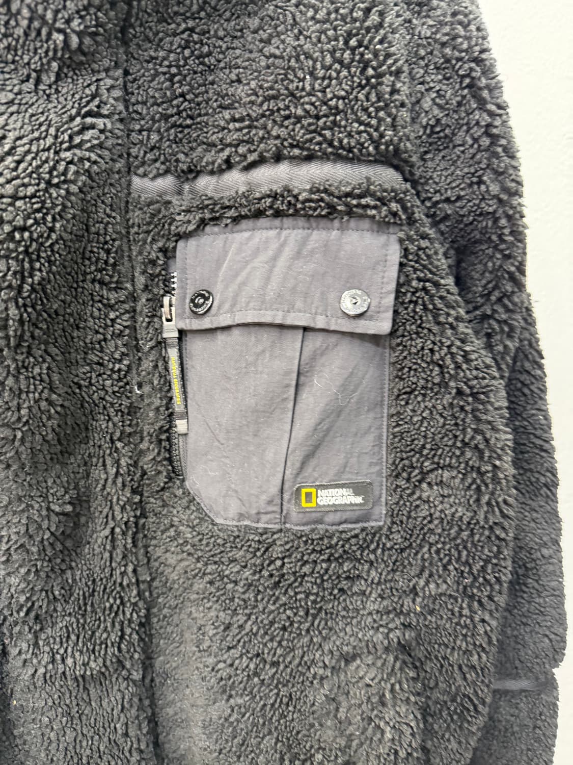 정품) 내셔널지오그래픽 검정 오버핏 뽀글이 플리스 M 상품이미지3