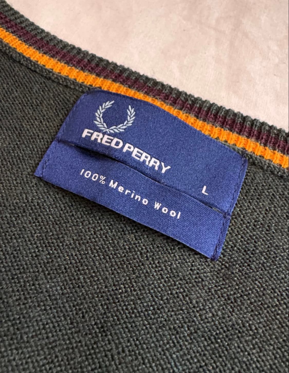 프레드페리 v넥 니트 그린 L 상품이미지2