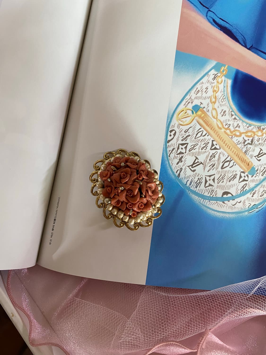 로즈 부케 오발 빈티지 브로치  상품이미지5