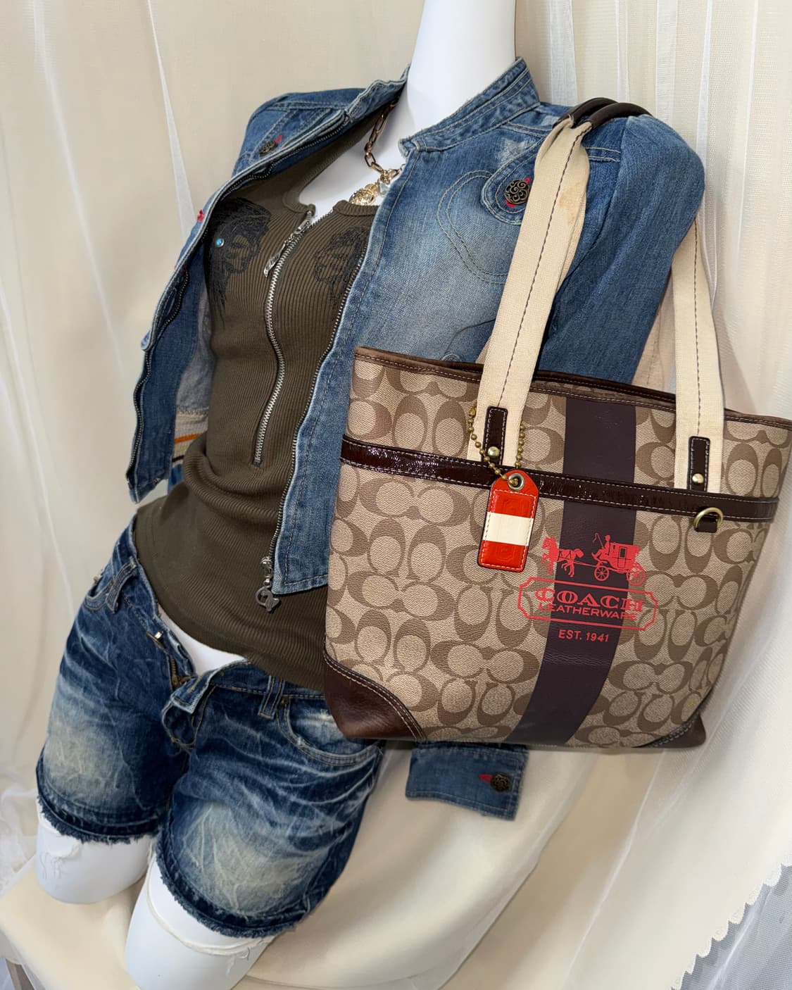 XS CAT'S 데님 레드 자켓 상품이미지7