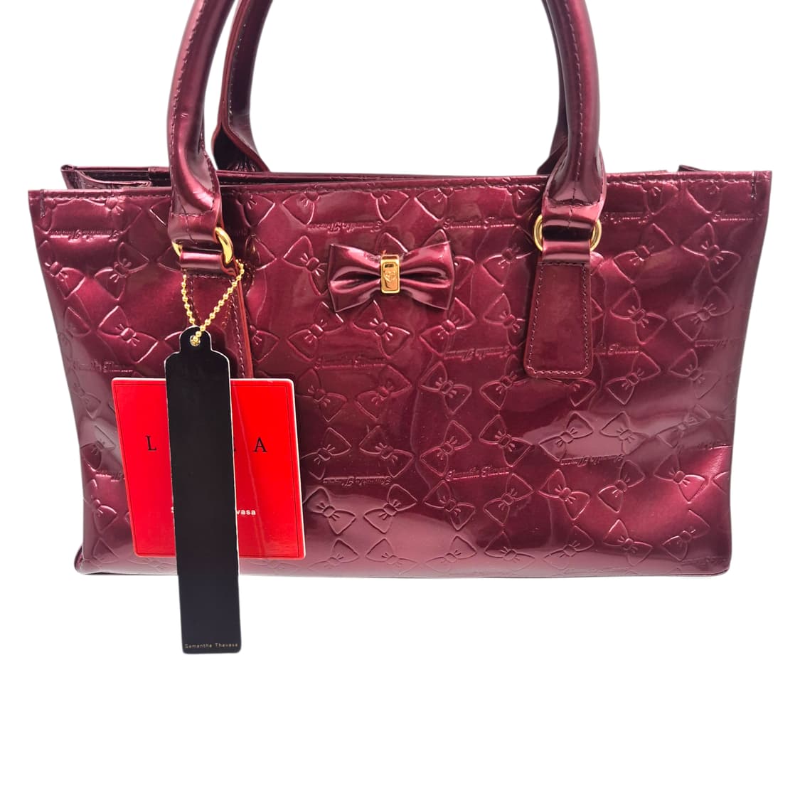 09s 사만다타바사 키티 리본 엠보 레더 토트백 상품이미지8