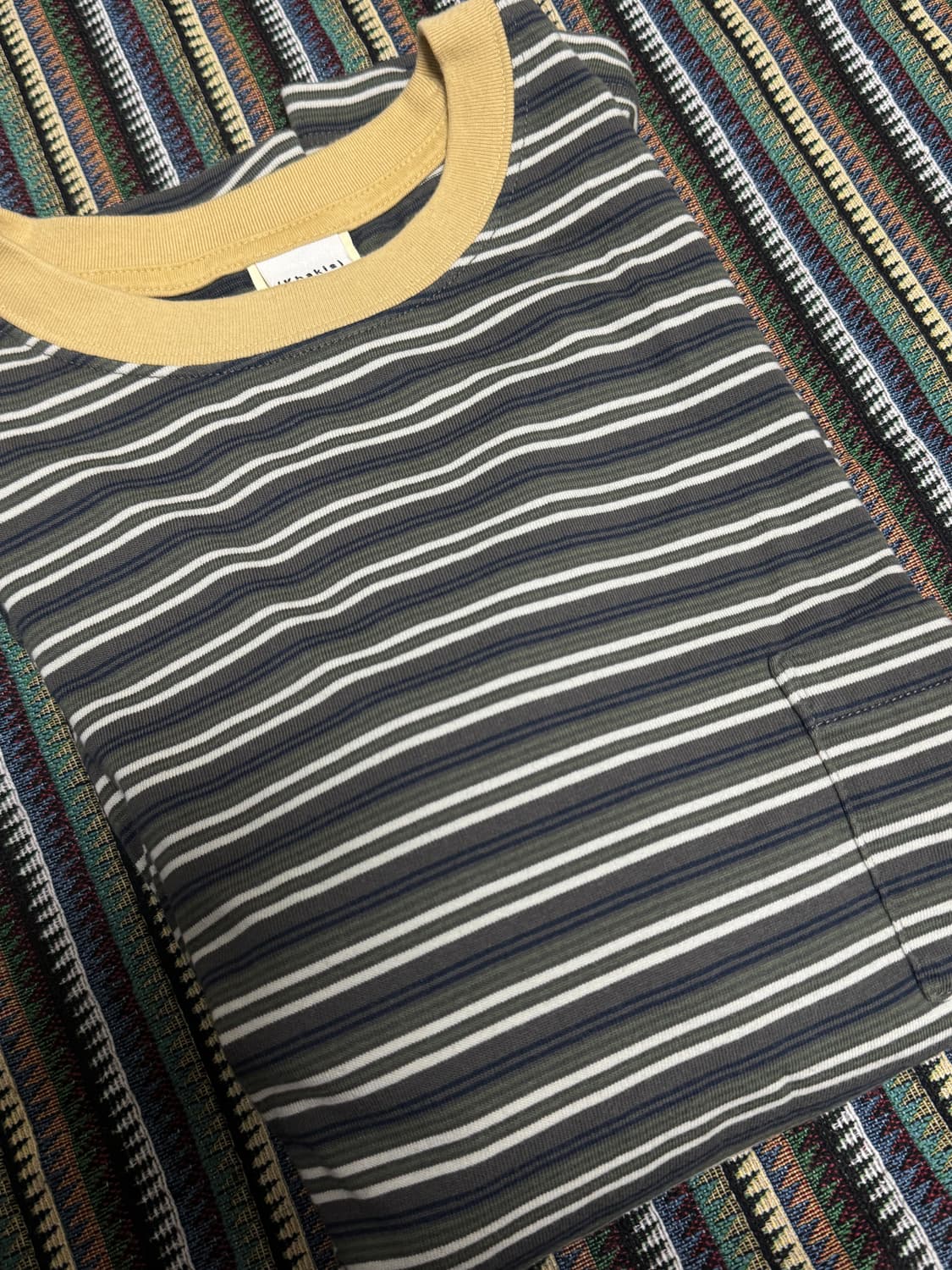 카키스 롱슬리브  KHAKIS BORDER L/S TEE(Bark) 상품이미지2