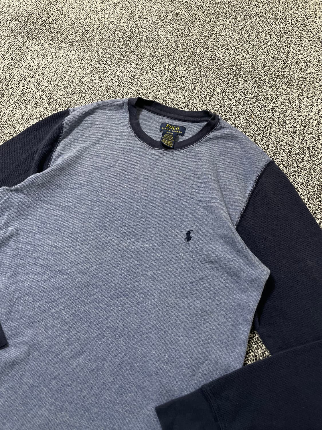 빈티지9. 폴로랄프로렌 와플 투톤 롱슬리브 긴팔 티셔츠 블루 상품이미지2