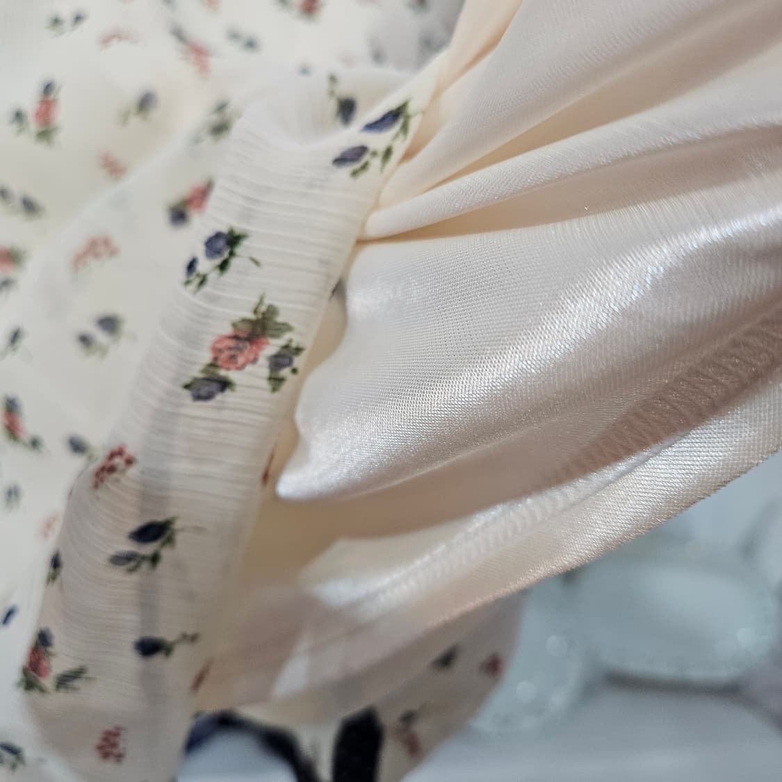 플라워 배색 리본 원피스 상품이미지6