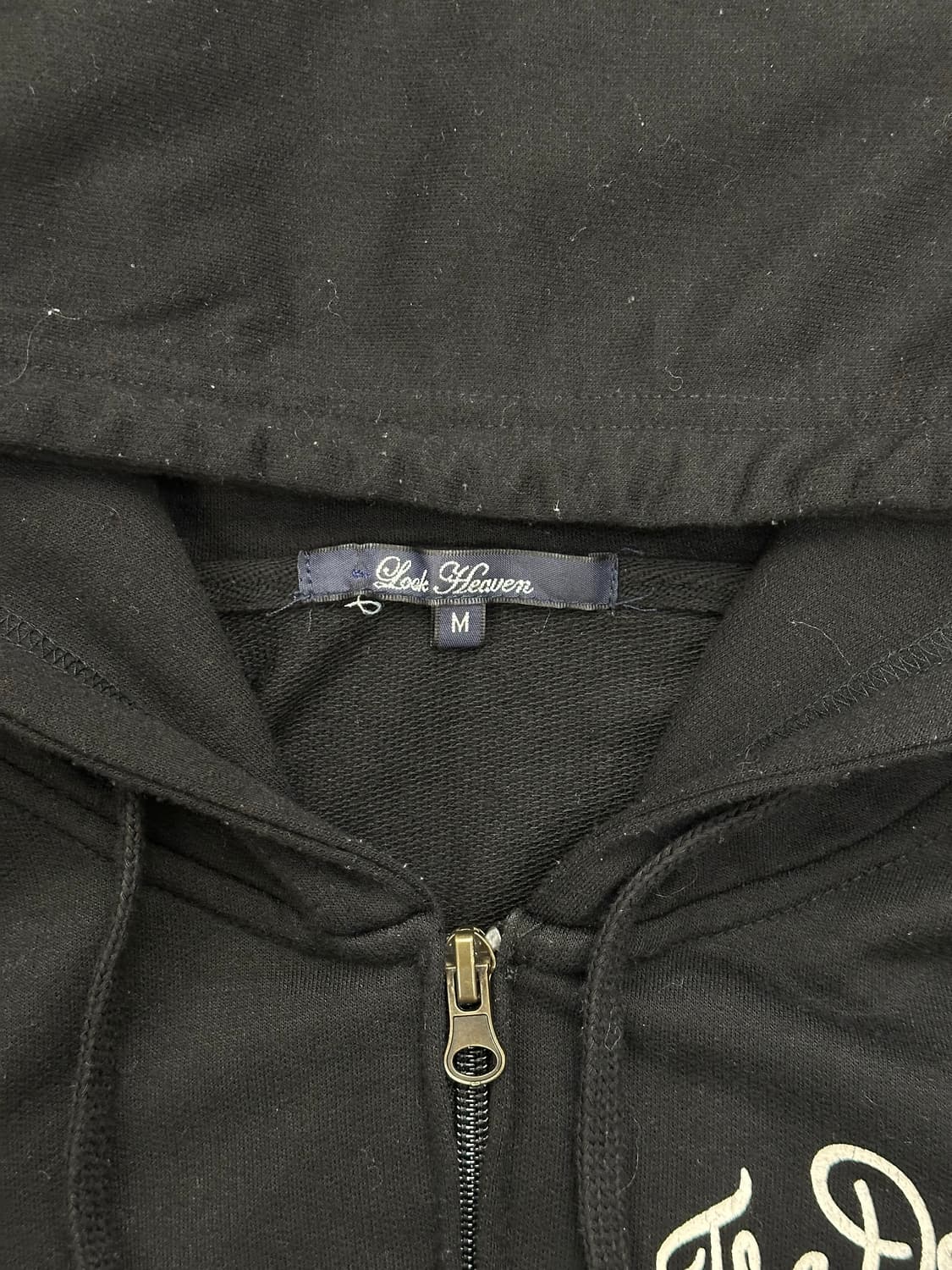 M)Japanese vintage 여성 백프린팅 블랙 후드집업 상품이미지3