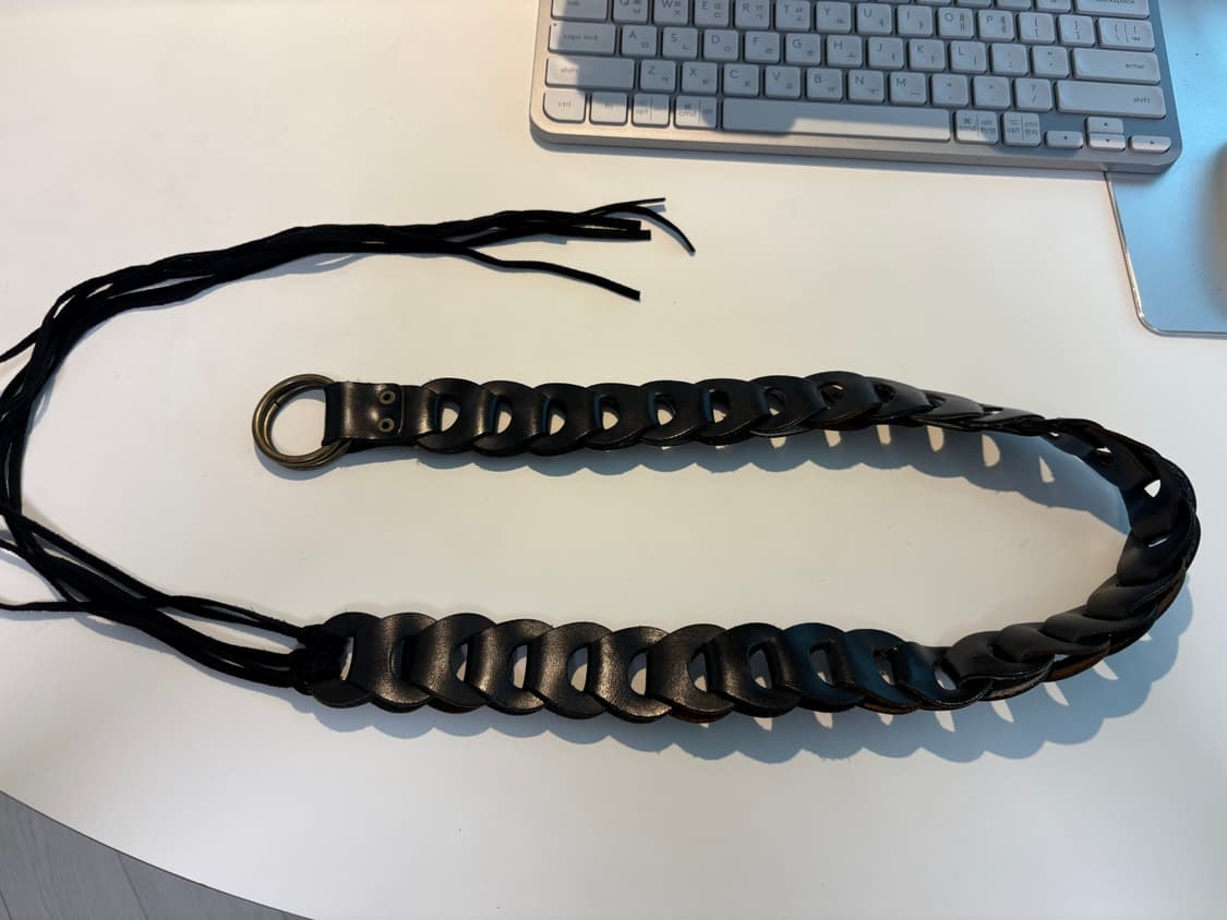 빈티지 테슬 블렉 레더 벨트 상품이미지2