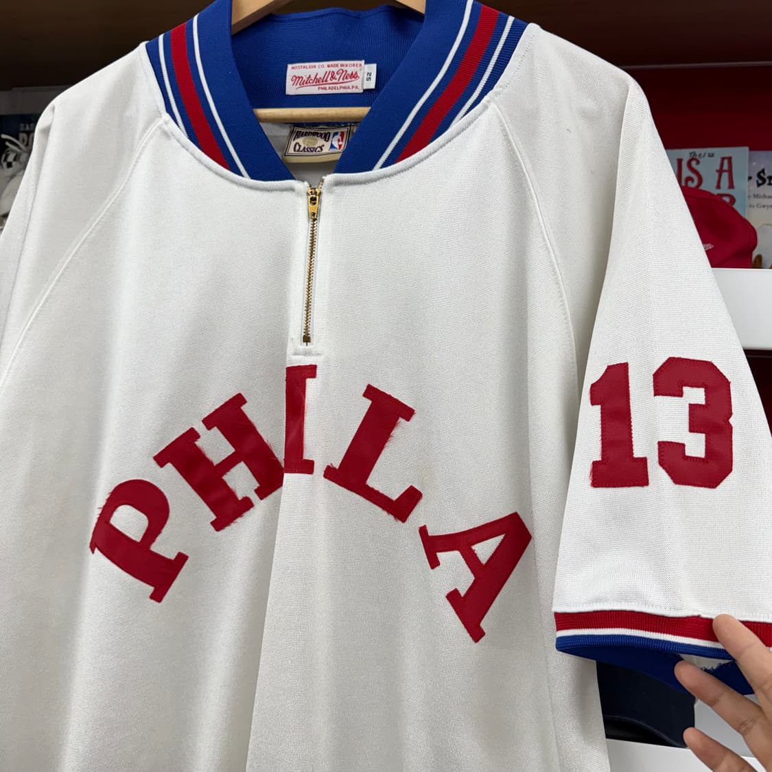 90s 미첼앤네스 필라델피아 식서스 반집업 져지 made in KOREA 상품이미지2