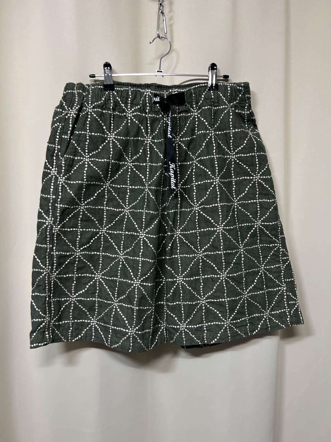 캐피탈 8온즈 컬러 데님 포크 도조 자수 이지 쇼츠 그린 4 상품이미지2