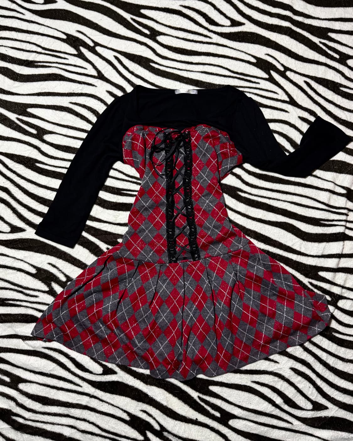 check pattern ribbon detailed dress 상품이미지4