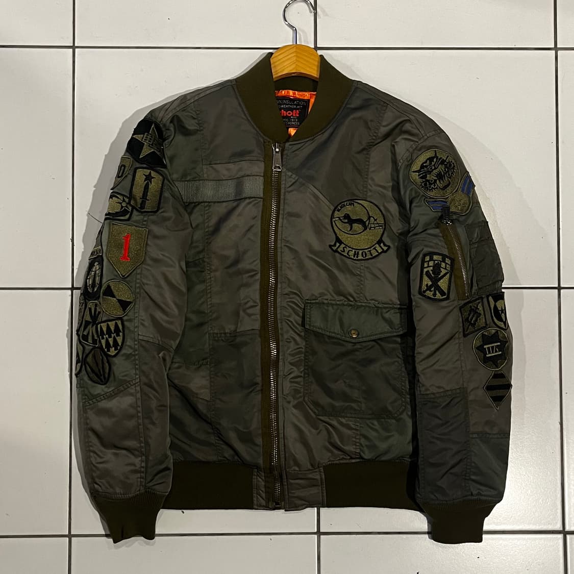 Schott 쇼트 밀리터리 패치워크 ma-1 자켓 상품이미지1