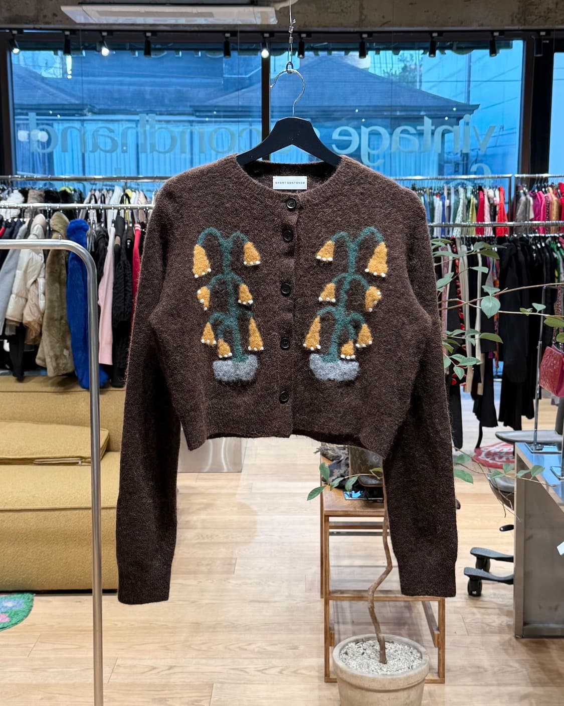 short sentence 브라운 울 크롭 가디건  상품이미지1