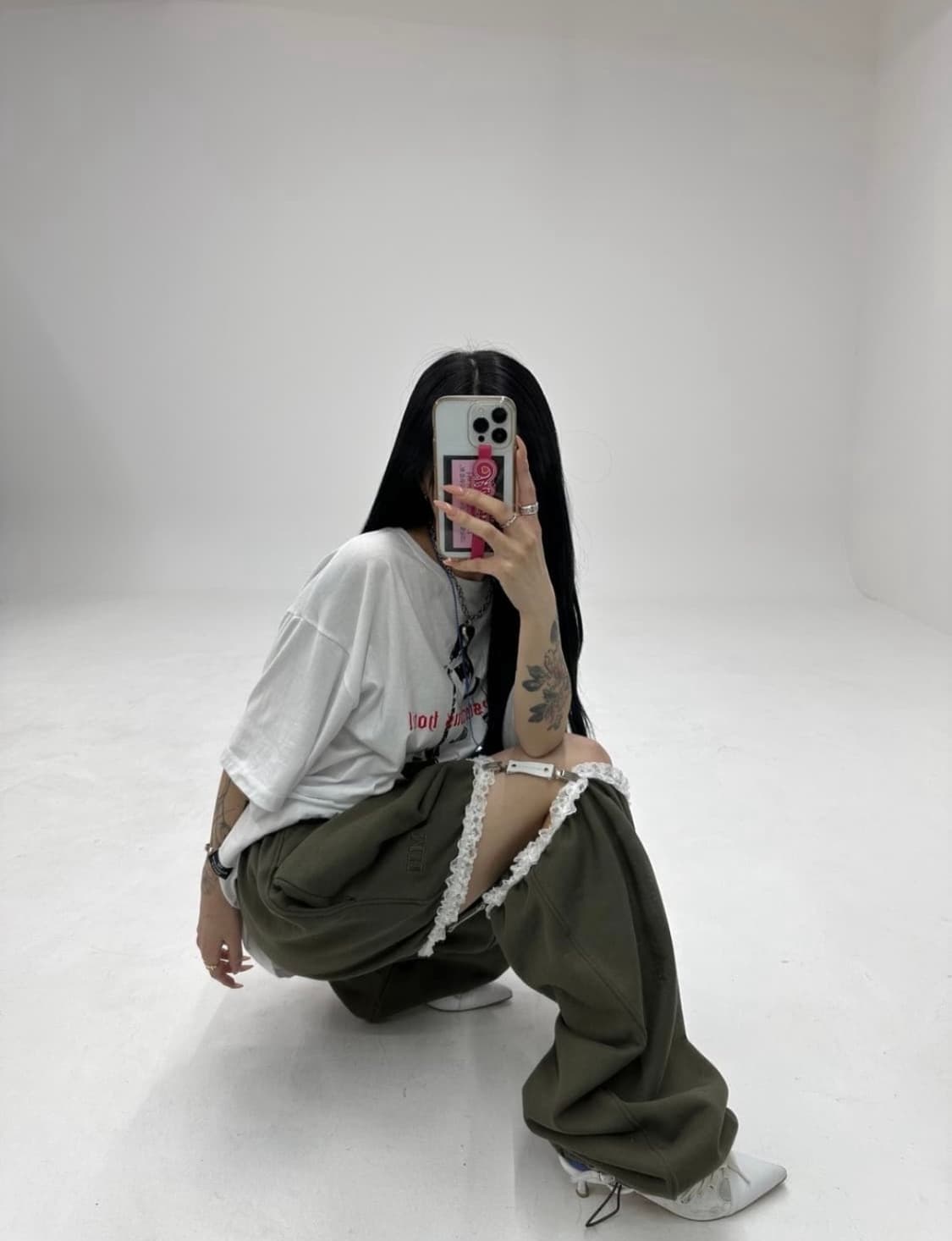 미스테리어스 호텔 가터벨트 팬츠 블랙 상품이미지5