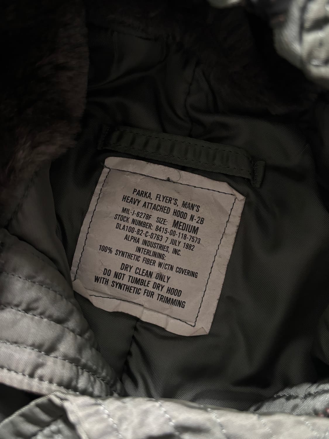 오리지널 알파 N-2B 플라이트 자켓 상품이미지5