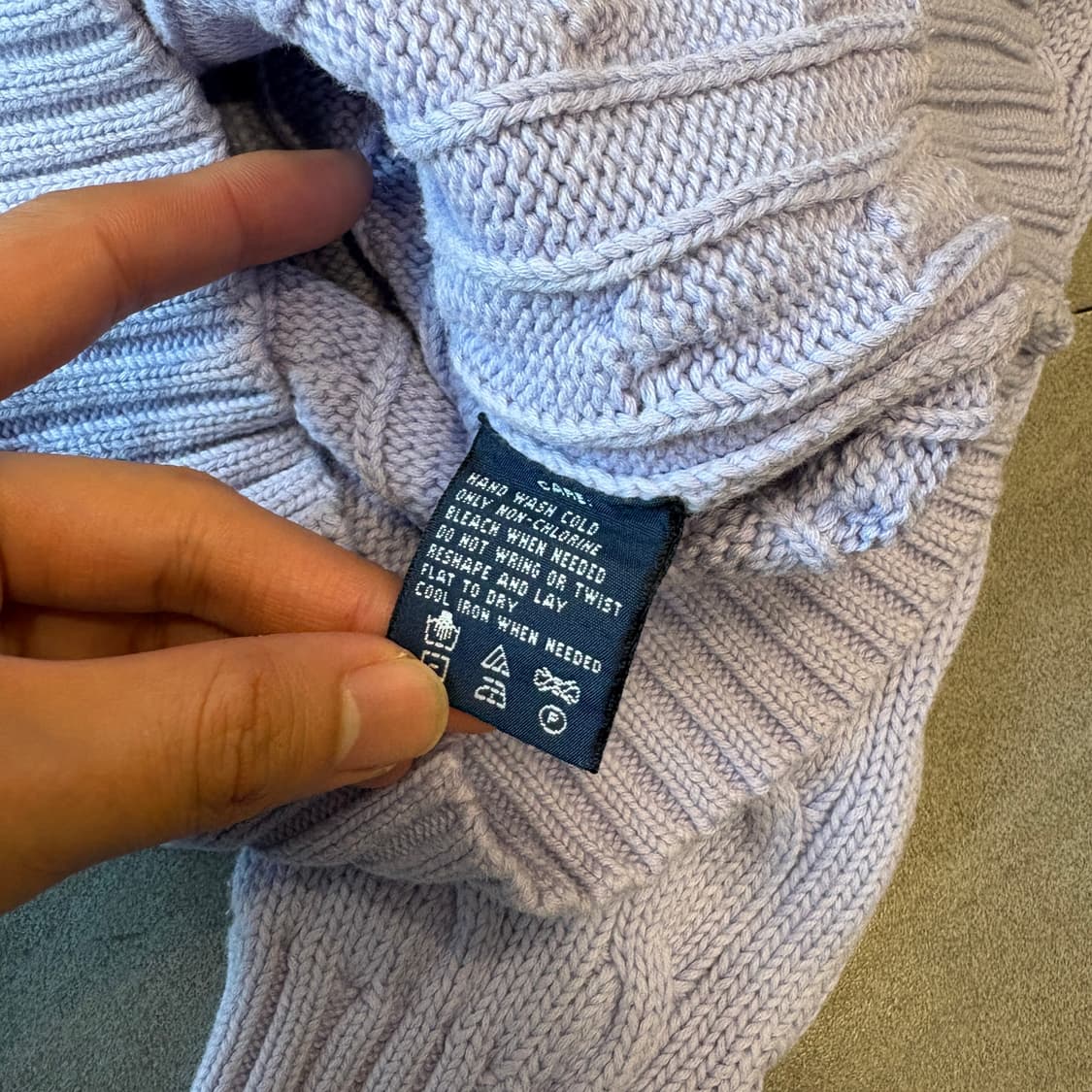 폴로 정품 라이트 퍼플 코튼 꽈배기 니트  상품이미지7