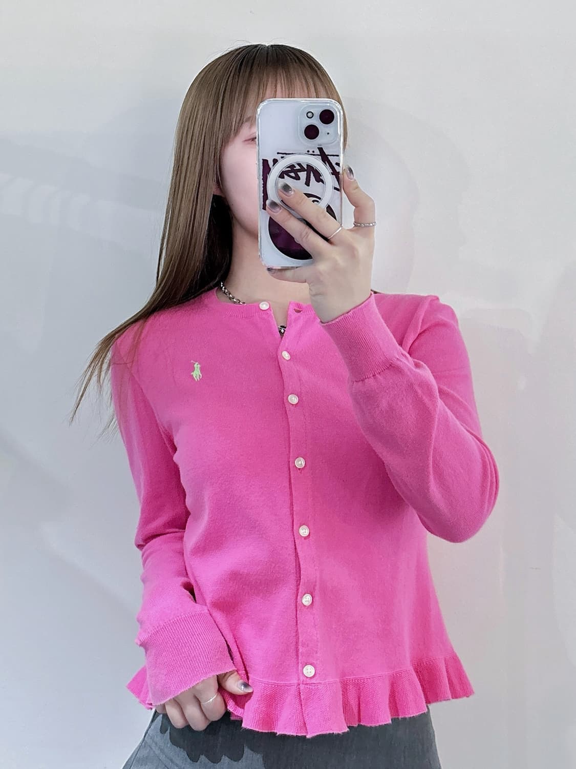 폴로랄프로렌 핑크 포니 프릴 가디건 상품이미지1