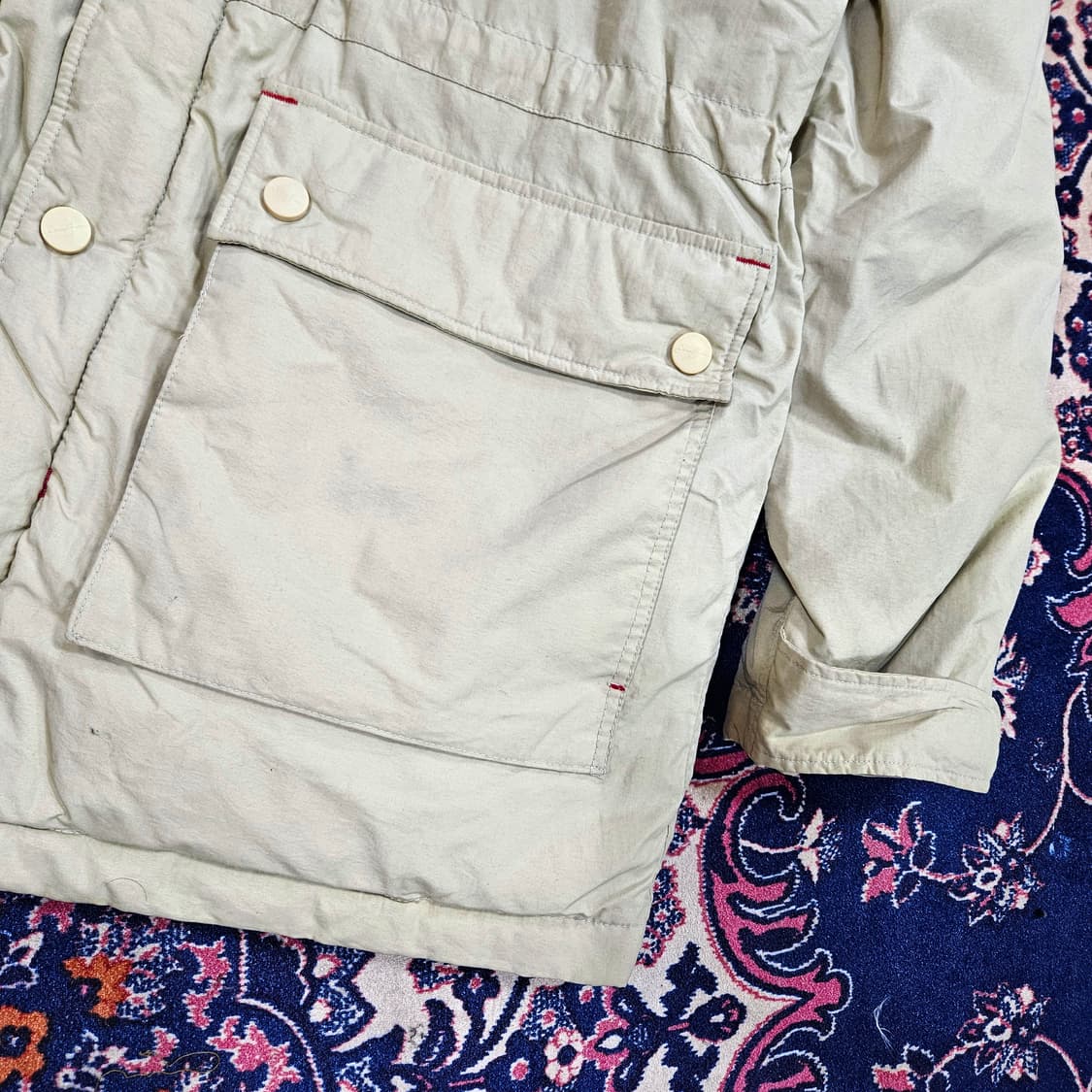 SeanJohn 빈티지 레드자수 덕다운 패딩 점퍼 L size 상품이미지5