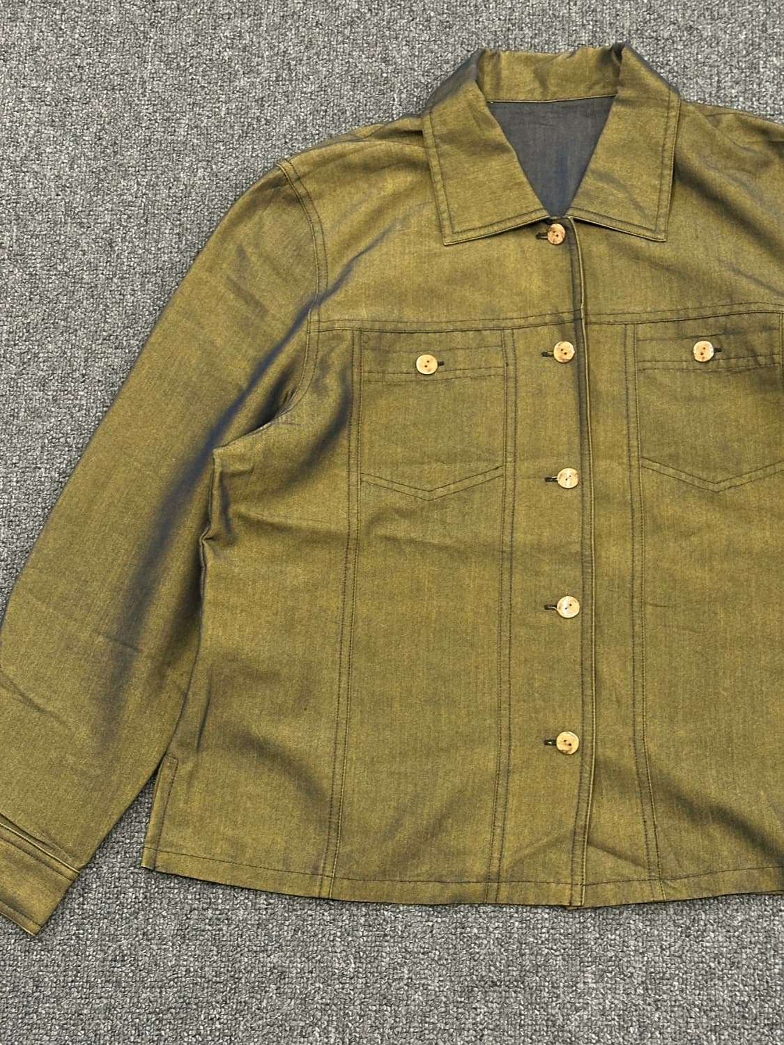 OS)Japanese vintage 여성 올리브 셔츠 자켓 상품이미지2