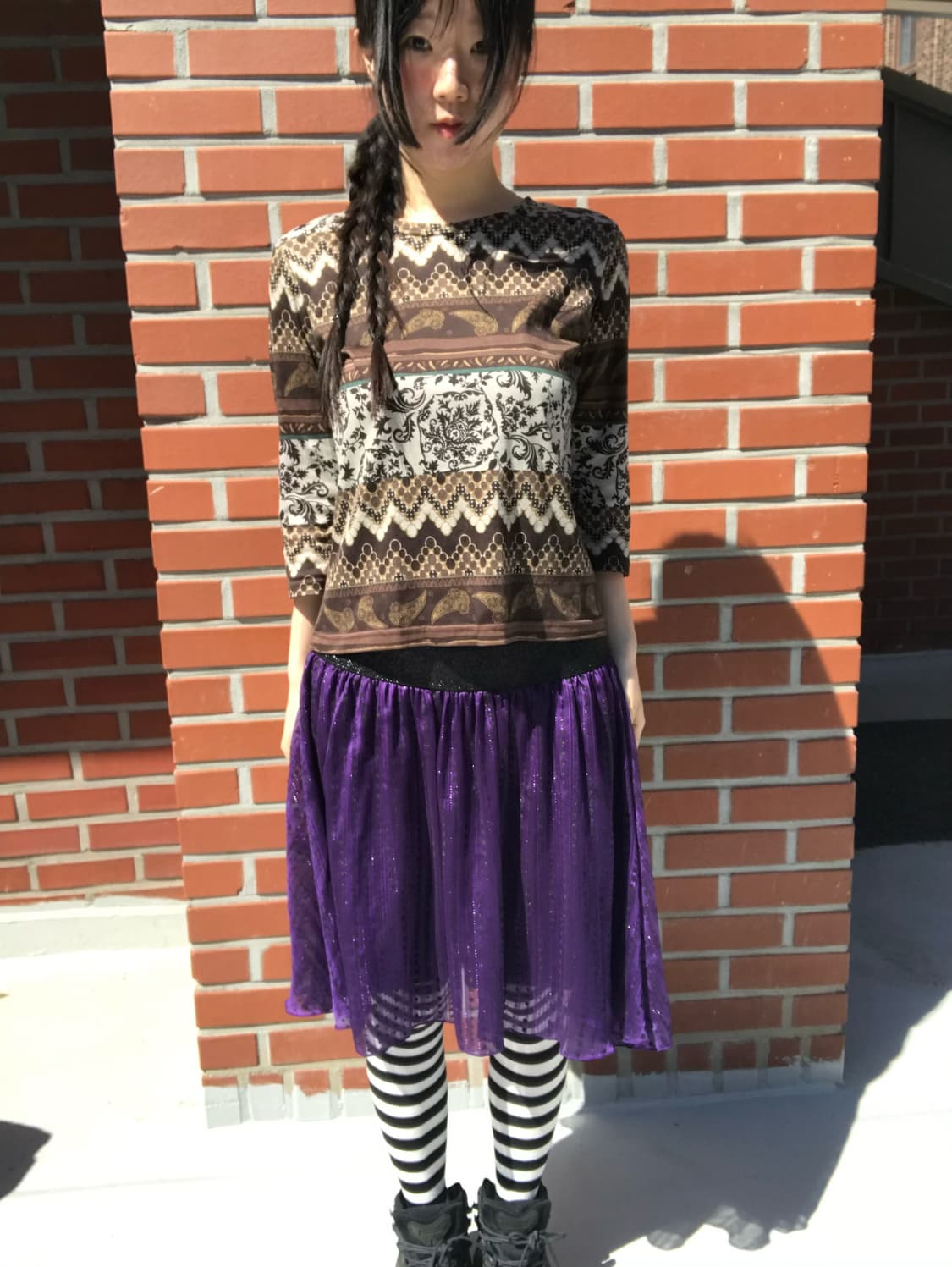 vintage purple pattern skirt 상품이미지5