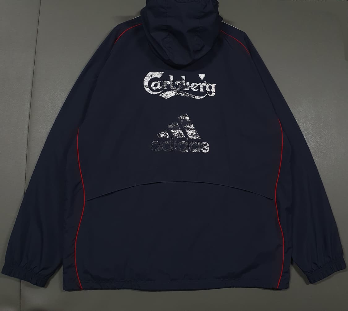 2XL (110) 아디다스 X 리버풀 칼스버그 바람막이 자켓 그레이 희귀 상품이미지9