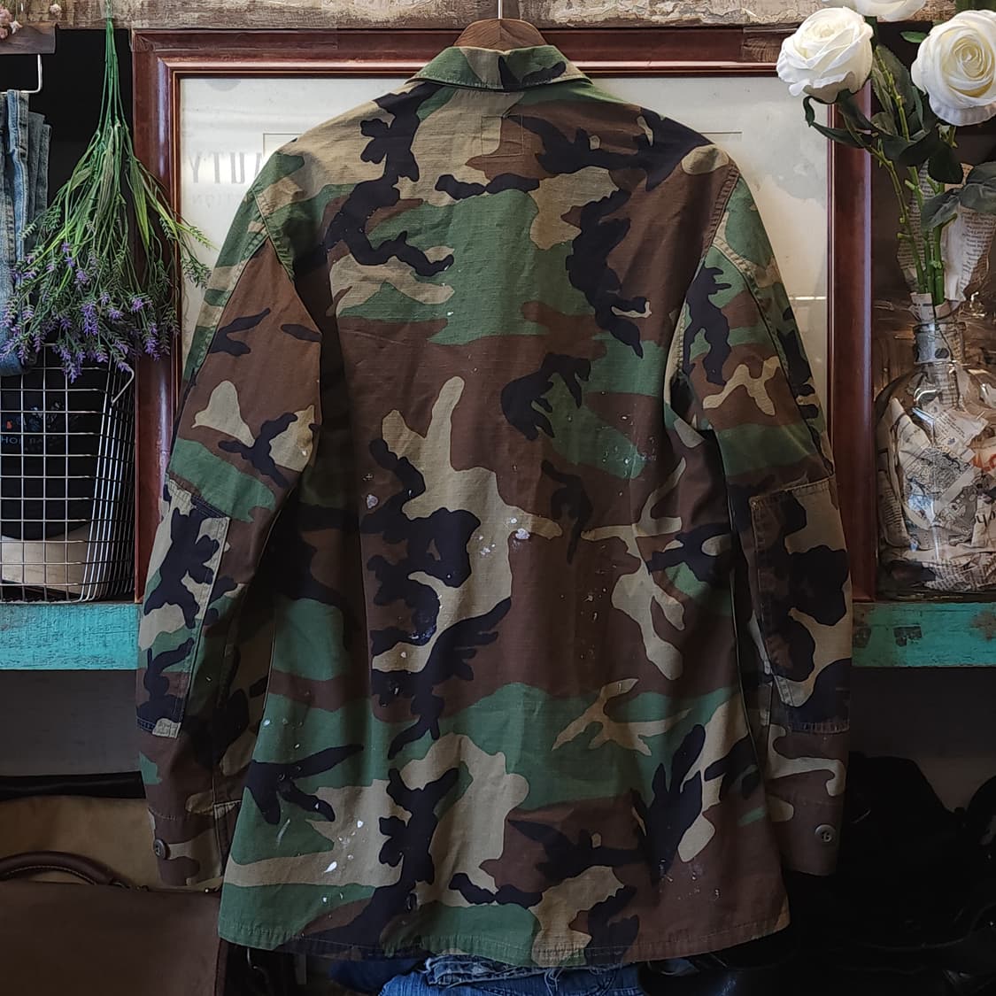 90s 미군 우드랜드 카모셔츠 BDU 미디움 레귤러 커스텀 상품이미지3