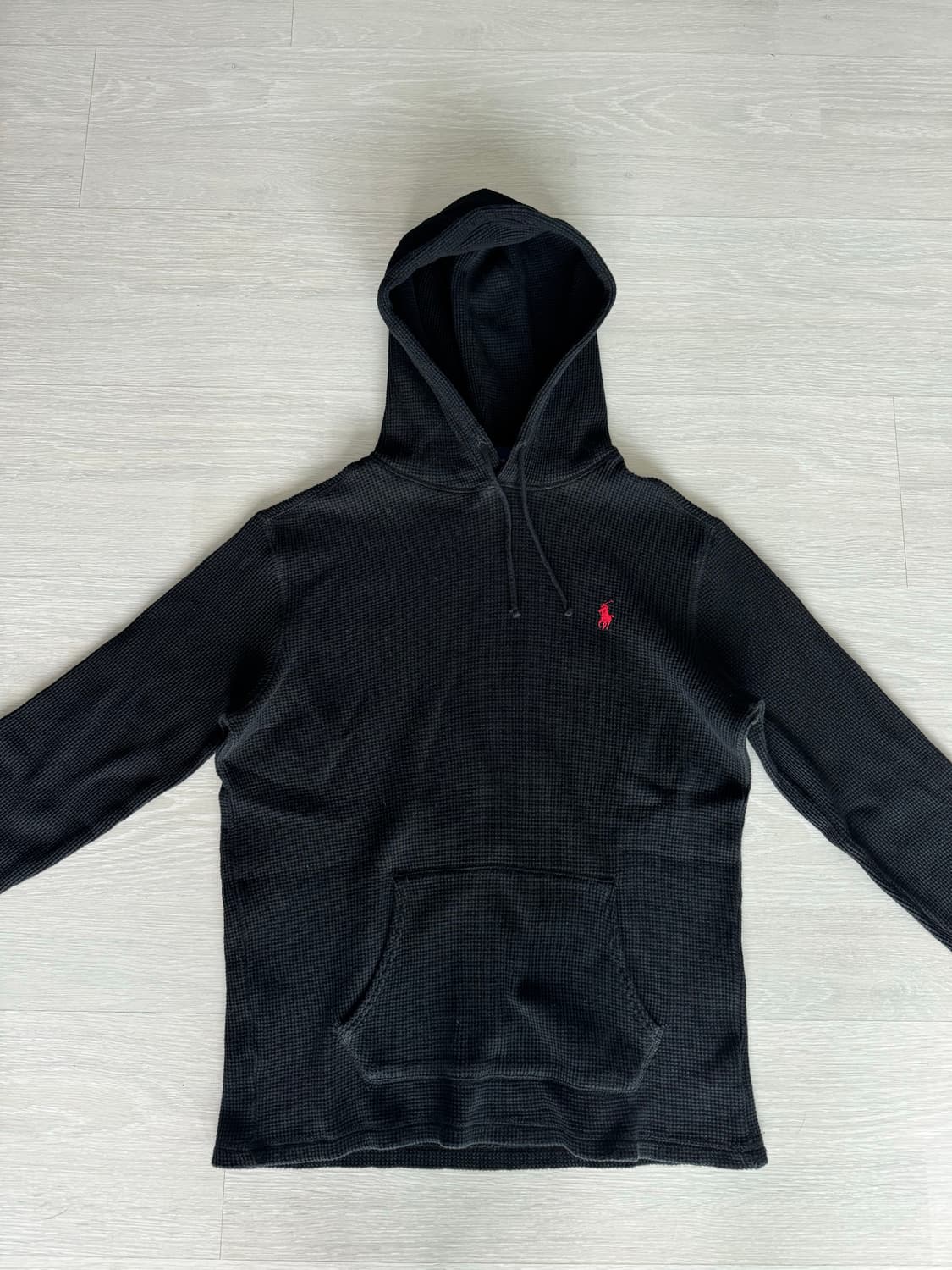 폴로 랄프로렌 와플 씨멀 니트 후드티 블랙 상품이미지1