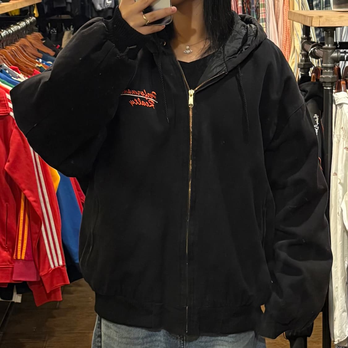 [HI] 트라이마운틴 레이싱 자수 워크자켓 블랙 상품이미지2