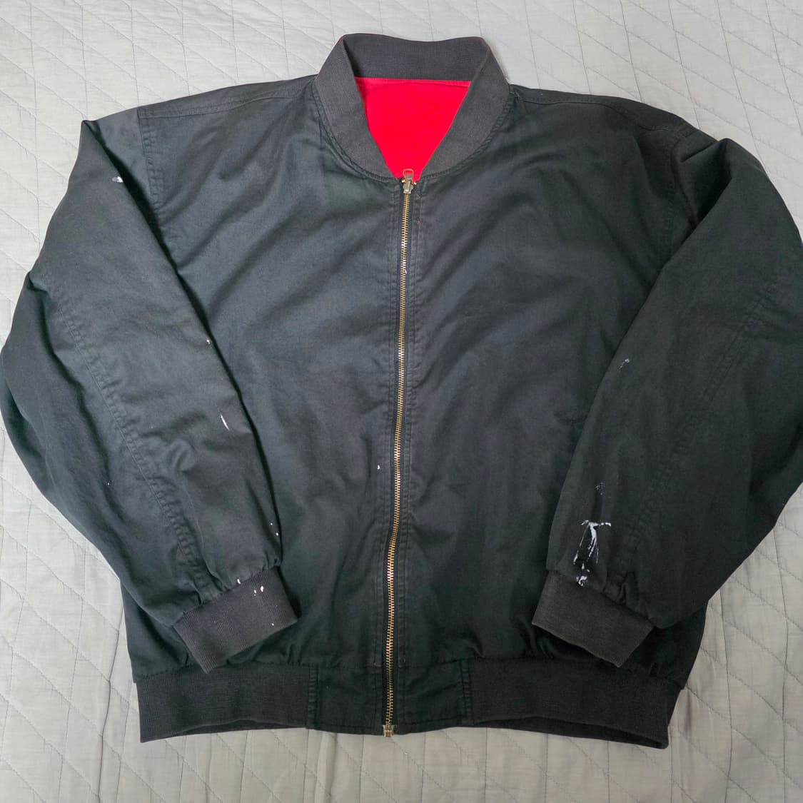 [XL] 90s 빈티지 말보로 리버시블 봄버 자켓 블랙/레드 페인팅 상품이미지3