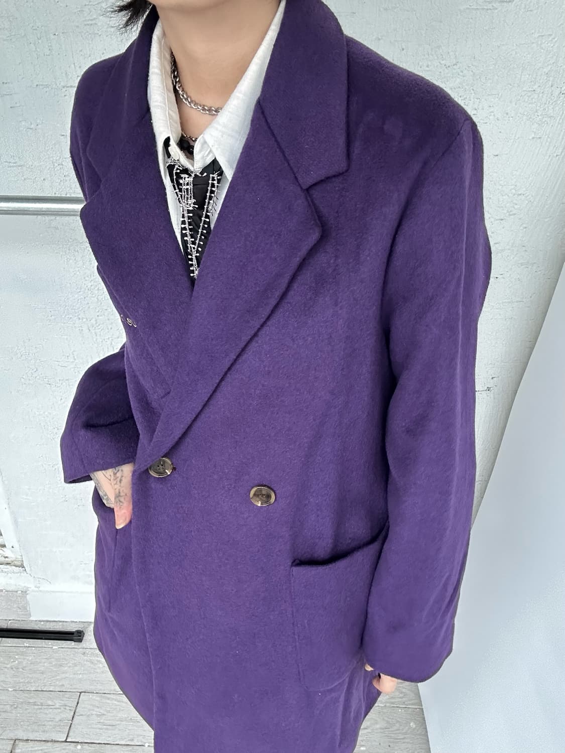 SAINTLESS purple duffel coat 상품이미지3