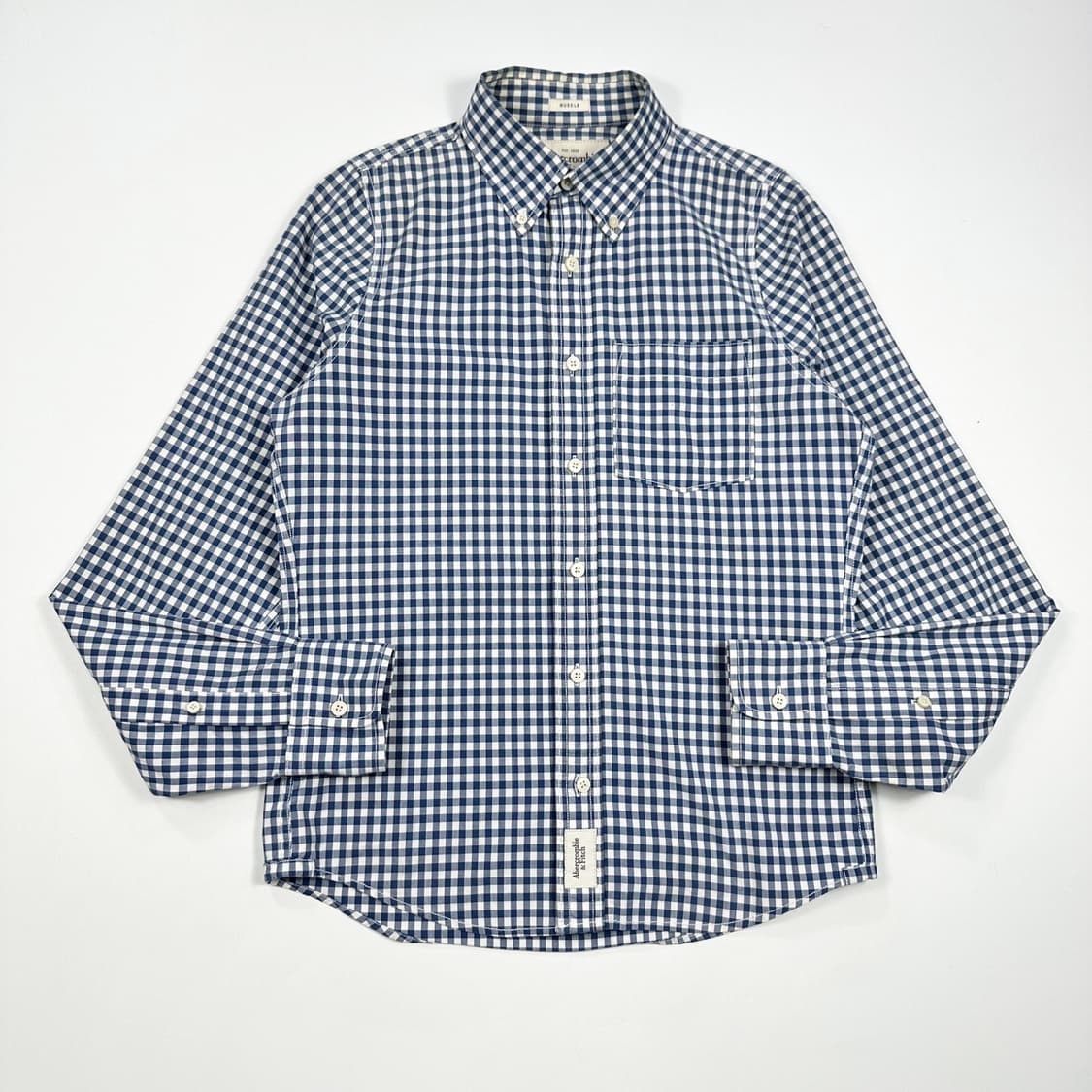 아베크롬비 뉴욕 피치 블루 체크셔츠 (S) 상품이미지2
