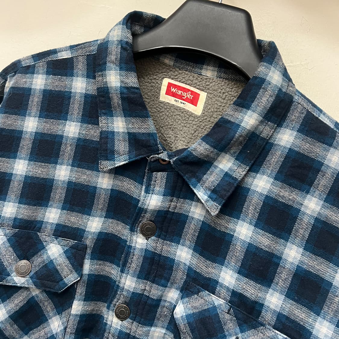 랭글러 블루 체크 웨스턴 플리스 셔츠 자켓 XL 상품이미지3