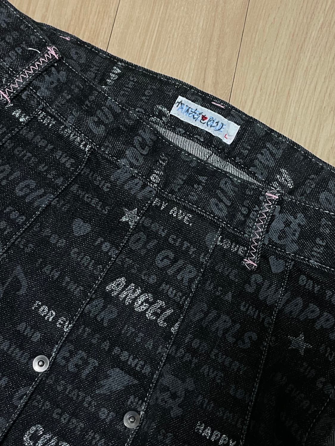 빈티지 블랙 데님 플리츠 펑크 스커트  상품이미지3