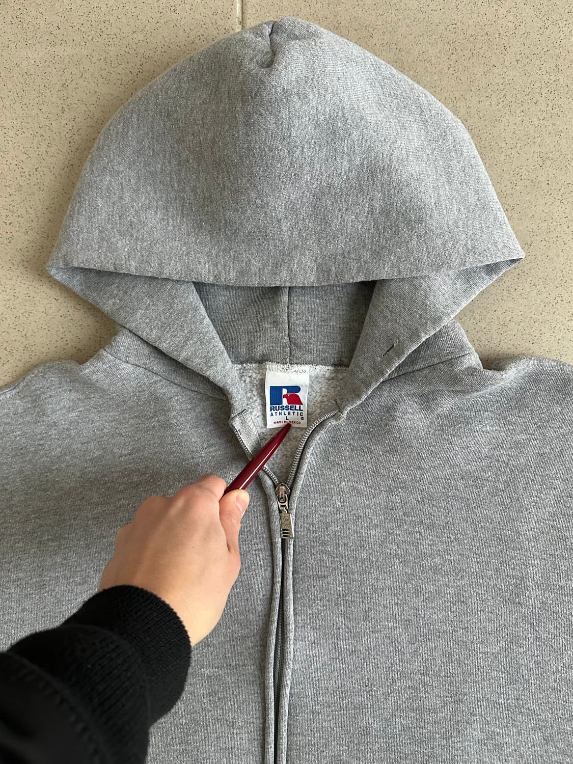 90s 빈티지 러셀 후드집업 그레이 L 상품이미지6