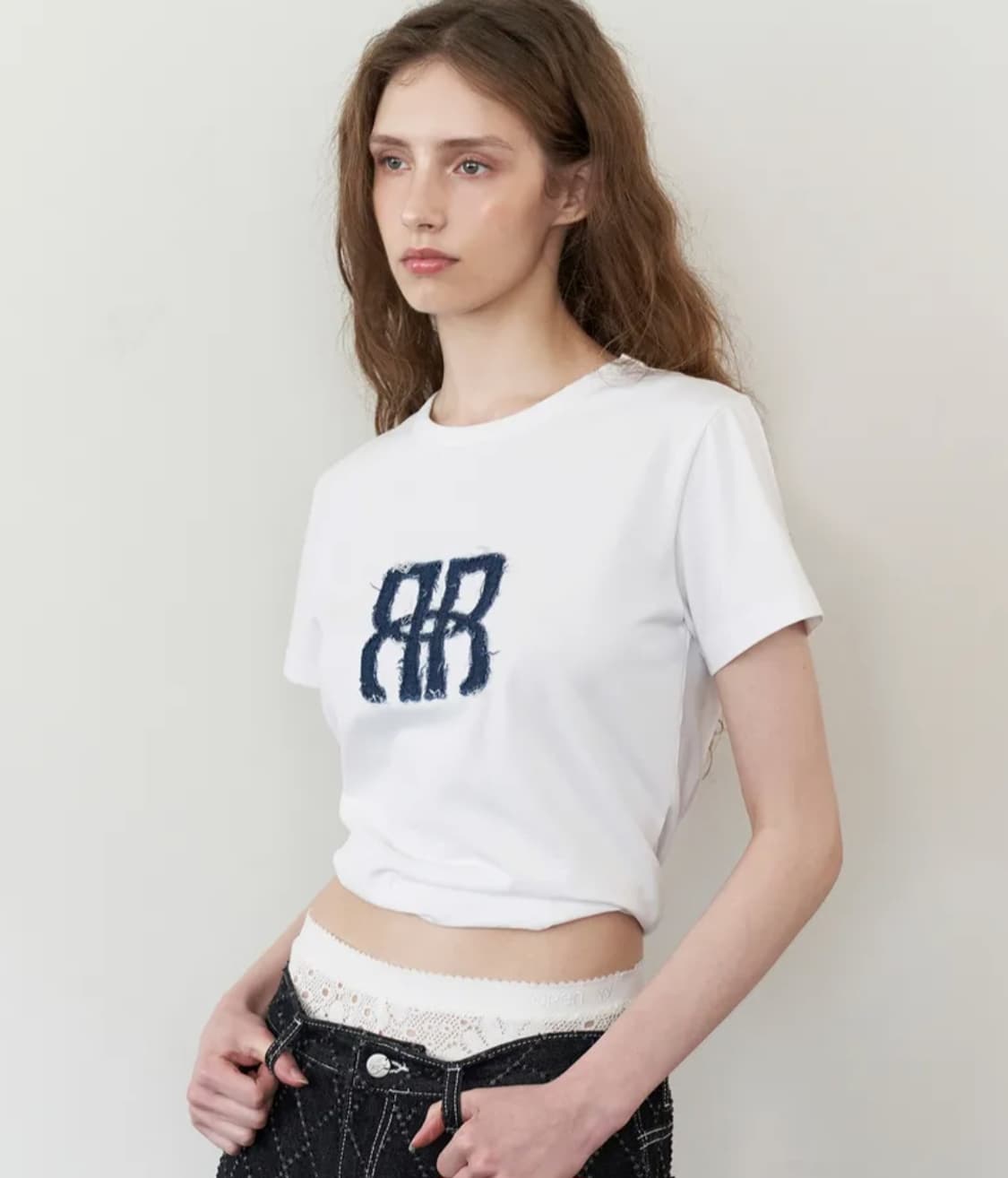 락케이크 스퀘어 로고 데님 탑 상품이미지2