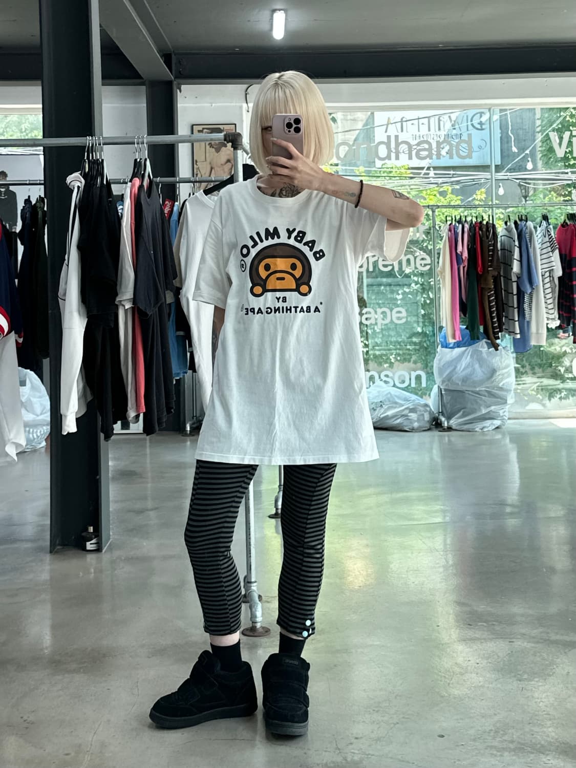 베이프 베이비 마일로 화이트 반팔 티셔츠 상품이미지3