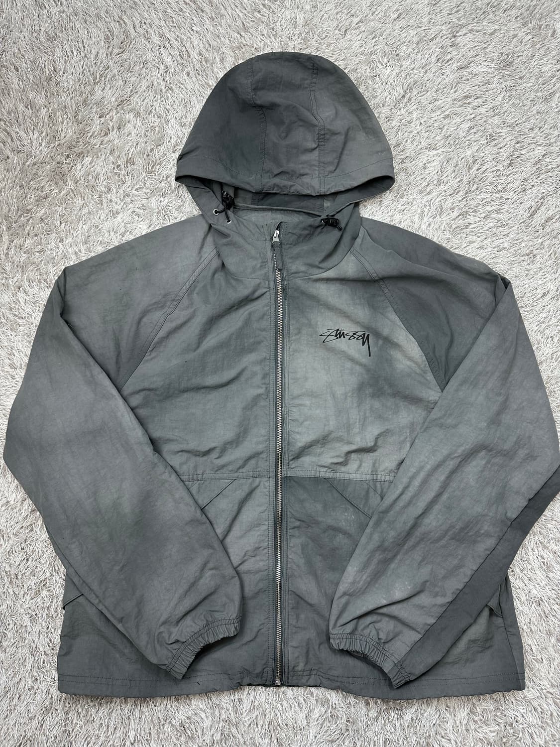 [M] 정품 스투시 웨이브 다이 비치 쉘 자켓 그레이 상품이미지2