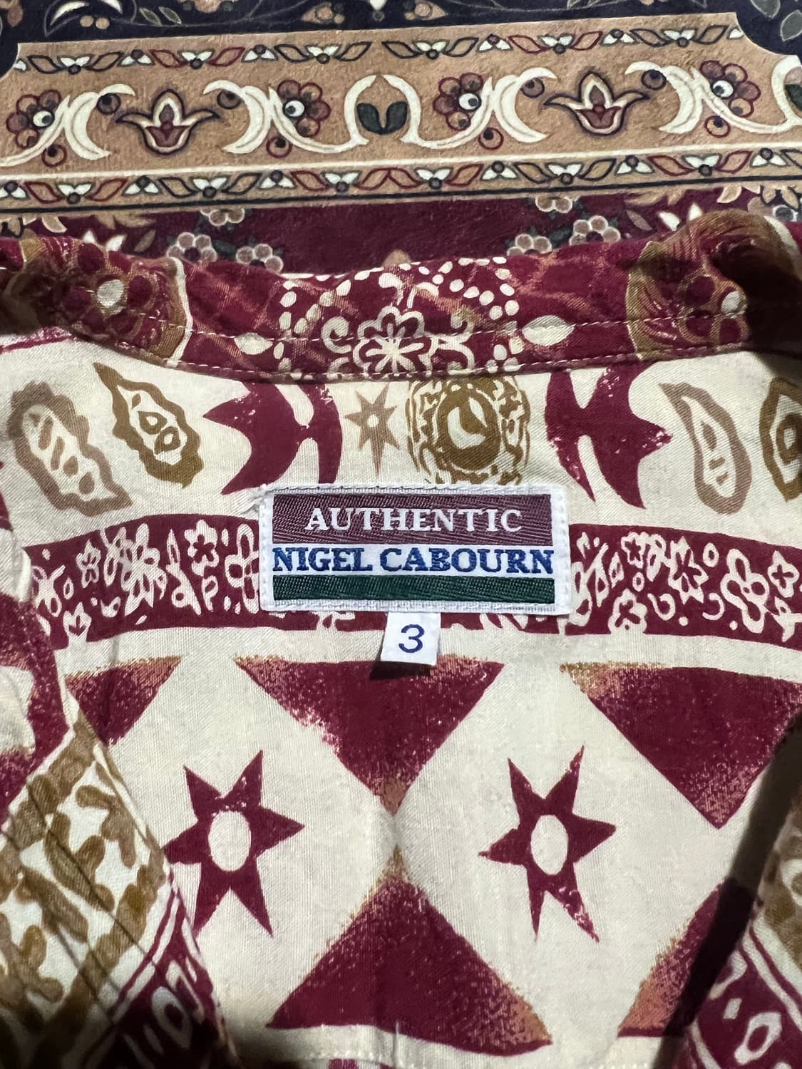 나이젤 카본 AUTHENTIC 에스닉 패턴 오픈카라 반팔 셔츠 상품이미지3