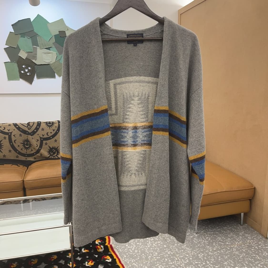 펜들턴 히피 나바호 사우스웨스턴 그레이 울 가디건 L C08043 상품이미지3