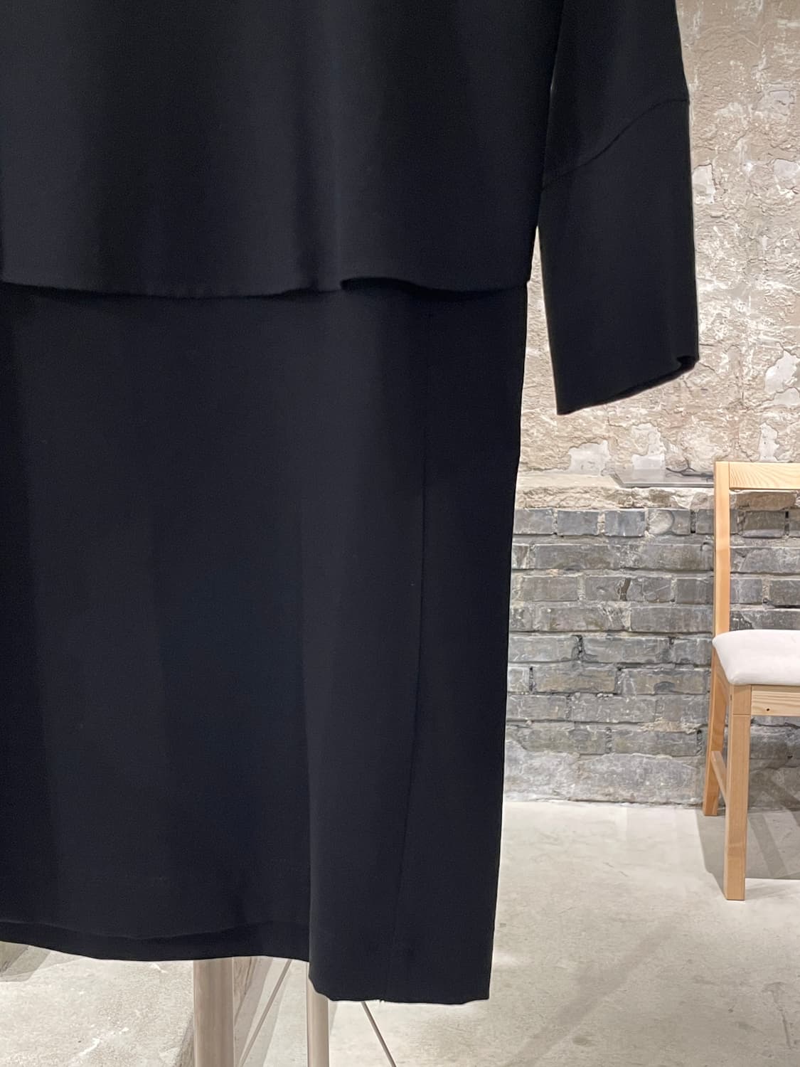 mm6 메종 마르지엘라 블랙 백스티치 3/4 슬리브 폴리에스터 미니원피스 상품이미지5